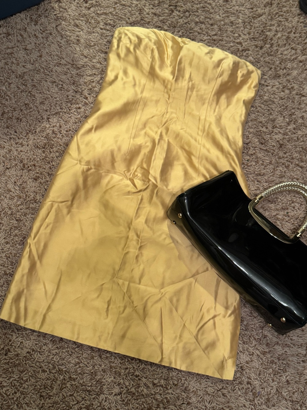 Cynthia Rowley Strapless Satin Dress in Bright Yellow